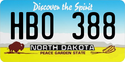 ND license plate HBO388