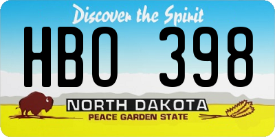 ND license plate HBO398