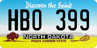 ND license plate HBO399