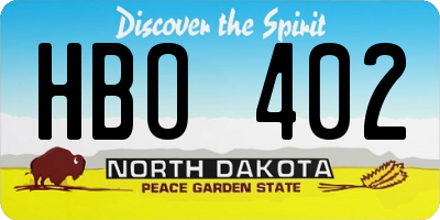 ND license plate HBO402