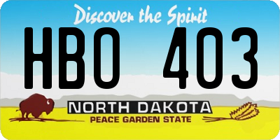 ND license plate HBO403