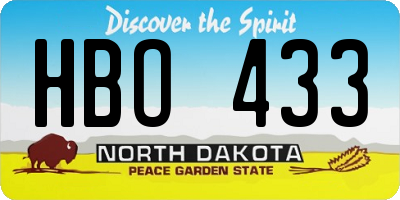 ND license plate HBO433