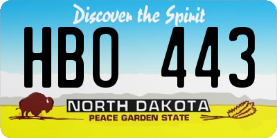 ND license plate HBO443