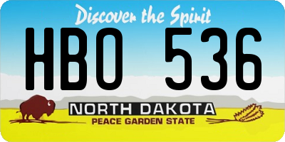 ND license plate HBO536
