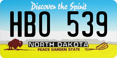 ND license plate HBO539
