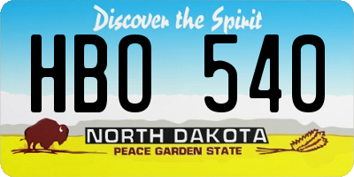 ND license plate HBO540