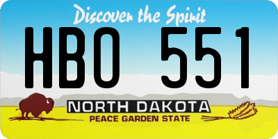 ND license plate HBO551