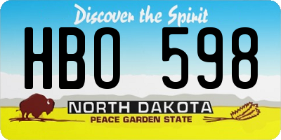 ND license plate HBO598