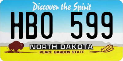 ND license plate HBO599