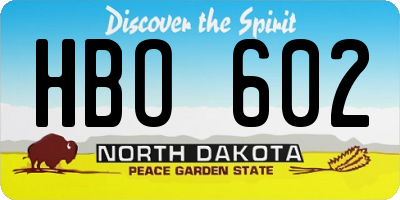 ND license plate HBO602