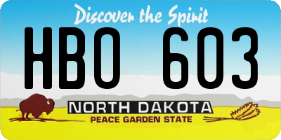 ND license plate HBO603