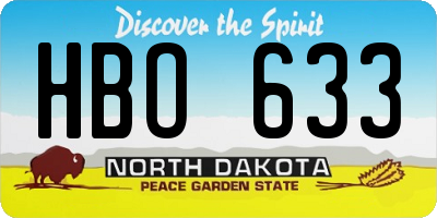 ND license plate HBO633