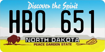 ND license plate HBO651
