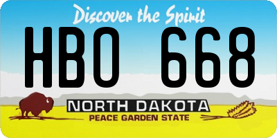 ND license plate HBO668