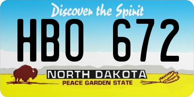 ND license plate HBO672