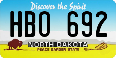 ND license plate HBO692
