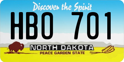 ND license plate HBO701