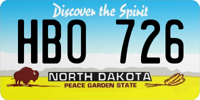 ND license plate HBO726