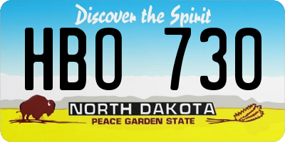 ND license plate HBO730