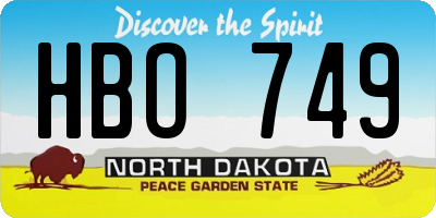 ND license plate HBO749