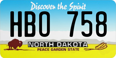ND license plate HBO758