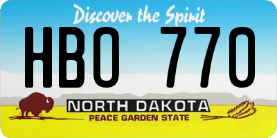 ND license plate HBO770