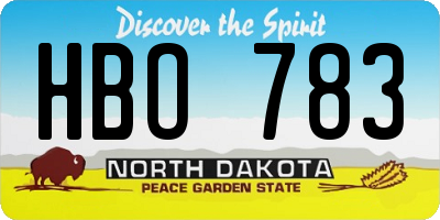 ND license plate HBO783