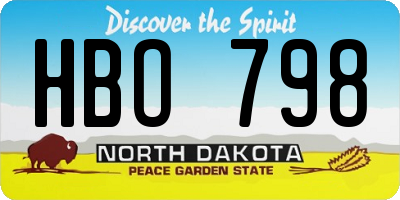 ND license plate HBO798