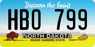 ND license plate HBO799