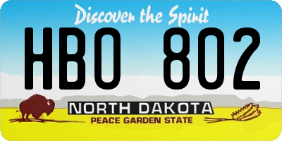 ND license plate HBO802
