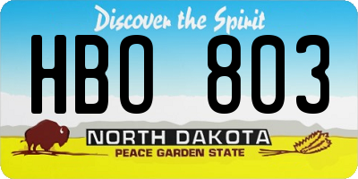 ND license plate HBO803