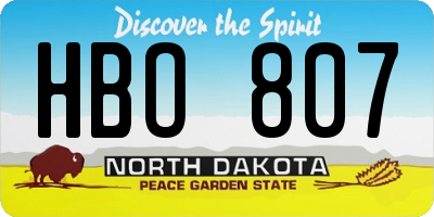 ND license plate HBO807