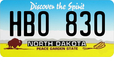 ND license plate HBO830