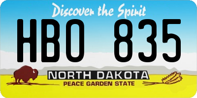 ND license plate HBO835