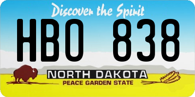 ND license plate HBO838