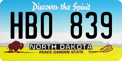 ND license plate HBO839