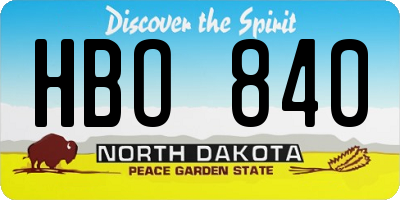 ND license plate HBO840