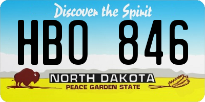 ND license plate HBO846