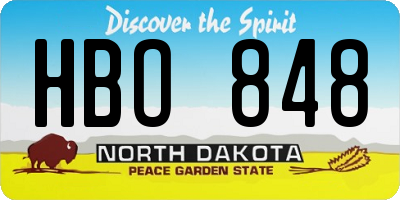 ND license plate HBO848