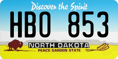 ND license plate HBO853