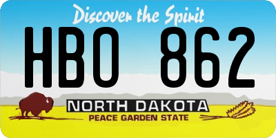 ND license plate HBO862