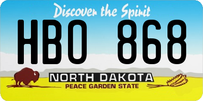 ND license plate HBO868