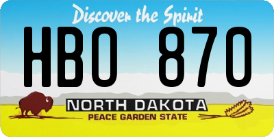 ND license plate HBO870
