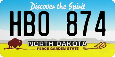 ND license plate HBO874