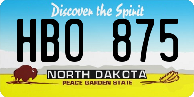 ND license plate HBO875