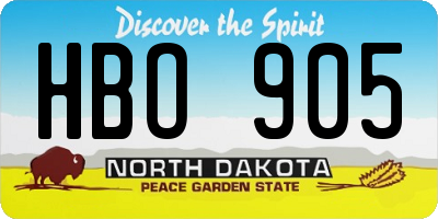 ND license plate HBO905