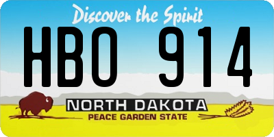 ND license plate HBO914