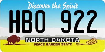 ND license plate HBO922