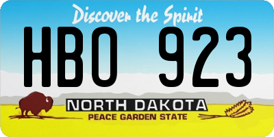 ND license plate HBO923