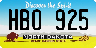 ND license plate HBO925